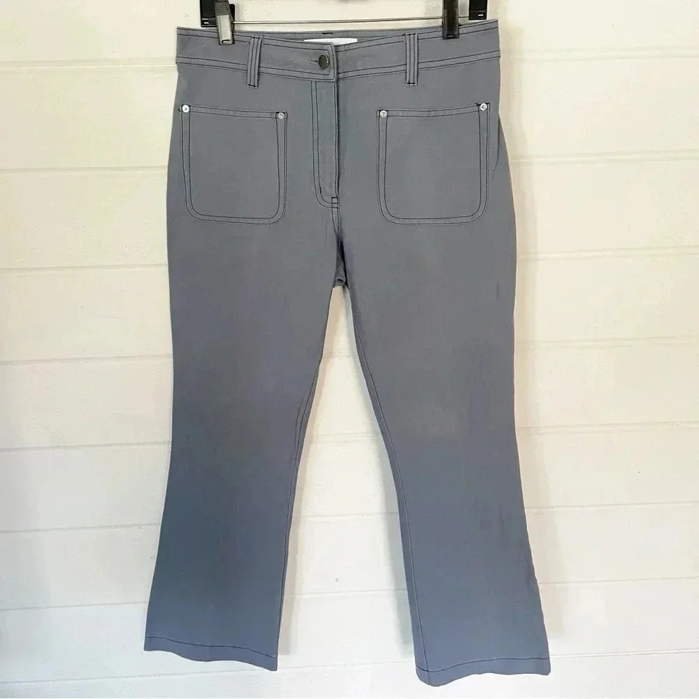 Derek Lam 10 Crosby High Rise Cropped Flare Trouser with Patch Pockets Size 8